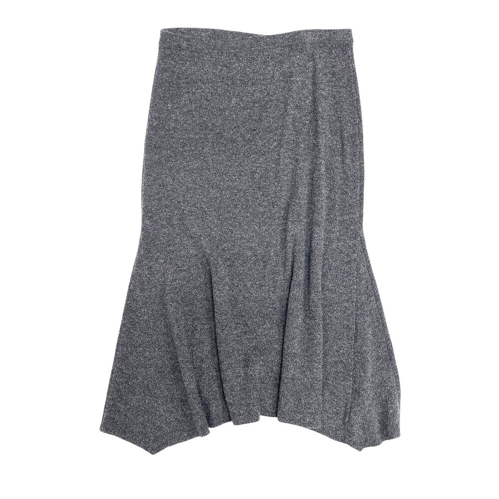 Vintage J.Jill Womens Size L Grey Side Godet Curly Knit Midi Skirt